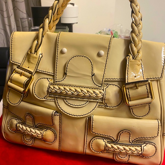 VALENTINO GARAVANI Histoire" Limited Edition Braided Handle Patent Leather  Bag - Picture 4 of 10